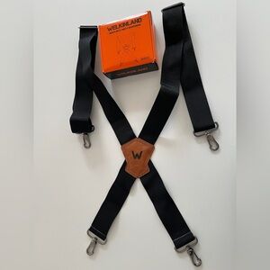 WELKINLAND Heavy Duty Work Suspenders Black Adjustable Durable Comfortable